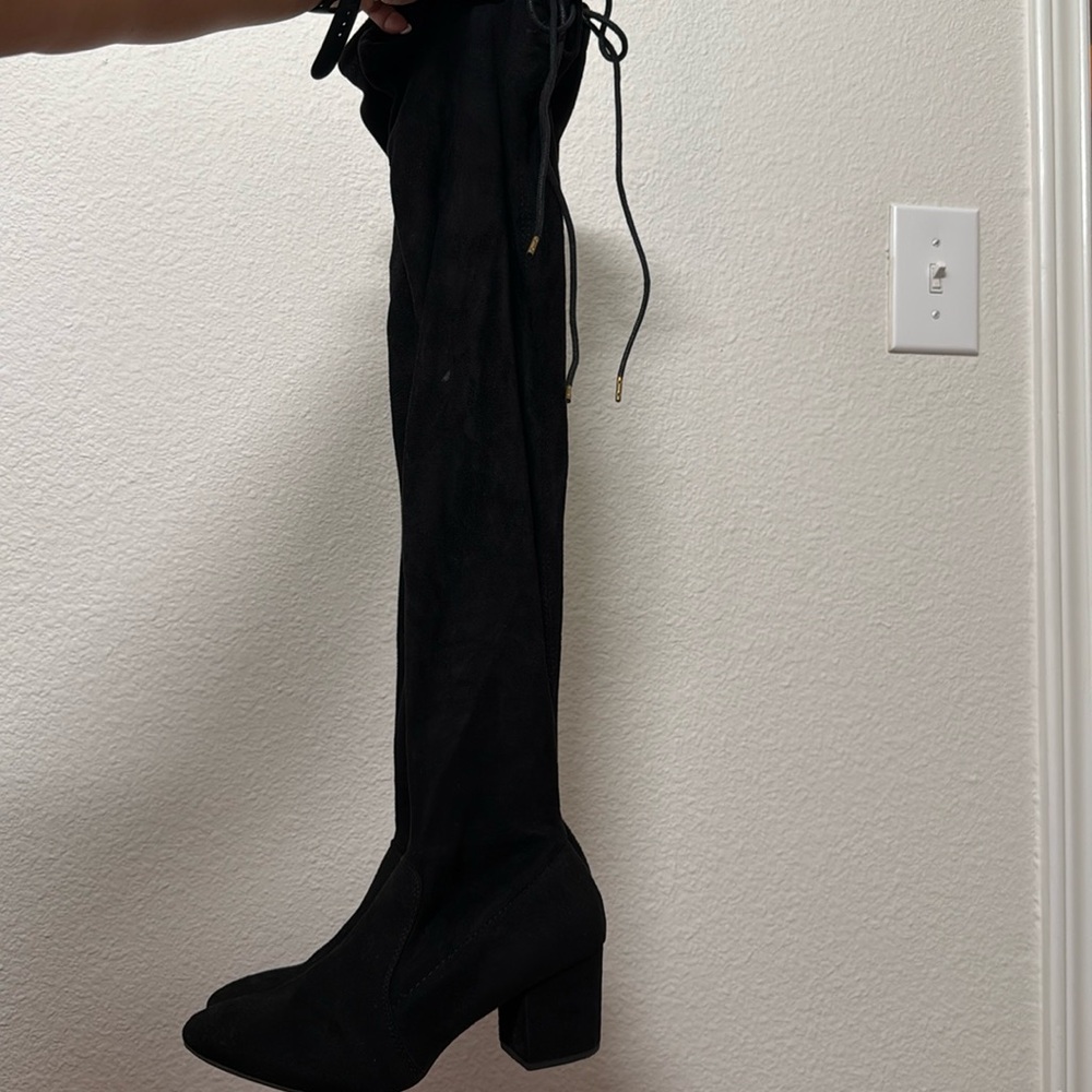 Black Suede Thigh High Boots